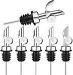 6 Pcs Weighted Stainless Steel Liquor Bottle Pourers Auto Flip Olive Oil Dispenser Spout Balsamic Alcohol Pourer Spouts (Silver)