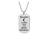 SBI Jewelry Women Love Daughter Dog Tag Necklace Pendant I Love You To The Moon And Back Birthday, Stainless Steel, Women Sister Granddaughter Birthday Family Anniversary Mothers Day