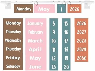 Boho Magnetic Flip Calendar for Classroom Bulletin Board Set Adjustable Rod