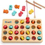 Kidology Wooden Magnetic Fishing Toys for Kids | Games Letters ABC Numbers Alphabet Puzzle | Toddler Learning Educational Toys for Boys Girls | Montessori Toys for Ages 2+ Preschool Education Gifts