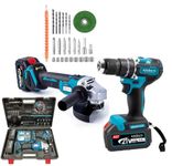 KROST PRO Series Combo Kit, Cordless Impact Drill, Cordless Angle Grinder, Brushless Motor, With 2 pcs 5.0Ah Batteries and Fast Charger