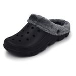 ACANS Winter Fluffy Clog Fur Lining Garden Shoes Warm Furry Indoor Lined House Fuzzy Fleece Ferry AC1519 Black Size 12 Women/11 Men