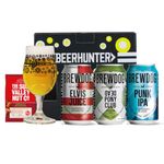 Brewdog Craft Beer Gift Set with Glass & Snack (3 x 330ml Cans) - Punk IPA, Dead Pony, Elvis Juice - Premium Selection, Gifts For Him, For Her, Christmas, Birthday's, Father's Day