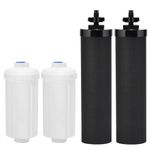 Water Filter Replacement Compatible with Berkey Water Filter System 2 Activated Carbon Filters and 2 Fluoride Filters Water Purifier Replacement for Home (assortedActivatedCarbon&FluorideFilters )