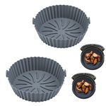 Silicone Air Fryer Liners, 7.8 inches 2PCS Liners Reusable Accessories Non-Stick, Oil-Proof, Water-Proof. Food Grade Silicon Baking Tray for Roasting Microwave (Pack 2)