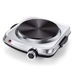 SUNAVO Hot Plates for Cooking, 1500W Electric Single Burner with Handles, 6 Power Levels Stainless Steel Hot Plate for Kitchen Camping RV and More