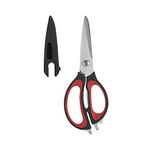 Farberware FPFSH14RD Classic 4-in-1 Ultimate Kitchen Shears, Stainless Steel, Red and Black