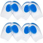 Wonderwin Gel Heel Cups - Shoe Inserts for Plantar Fasciitis, Sore Heel, Heel Pain, Heal Dry Cracked Heels, Achilles Tendinitis - Foot Comfort Pads - Support (4 Pair, Large (7-12), Wave Style