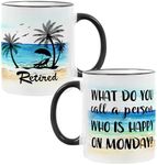 Fatbaby Funny Retirement Gifts For Women Men,What Do You Call A Person Who is Happy On Monday Retired Coffee Mug for Coworker Friends Farewell Gifts Idea 11OZ