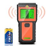 Stud Finder Wall Scanner - 8 in 1 Stud Detector Detector Beam Finders Wall Detector Sensor Center Finding with LCD Display for Wood AC Wire Metal Studs Cable Joist Detection (Orange)