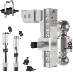 Jyoelron Adjustable Trailer Hitch (2.5" Receiver) 8" Drop & Rise (12,500 LBS GTW) Heavy Duty Aluminum Tow Hitches Dual Ball (2" & 2-5/16") Hitch Tightener Double Anti-Theft Locking Hitch Pins