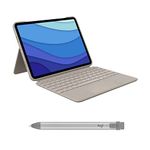 Logitech Combo Touch iPad Pro 11-inch (1st, 2nd, 3rd, 4th gen - 2018, 2020, 2021, 2022) Keyboard Case Sand and Logitech Crayon Grey Digital Pencil for All iPads (2018 Releases and Later)