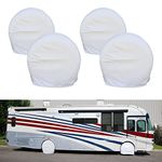 Leisure Coachworks Tire Covers for RV Wheel Set of 4 Motorhome Wheel White Covers Waterproof Soft Vinyl Tire Protectors Tire Covers Fits 40" to 42" Tire Diameters