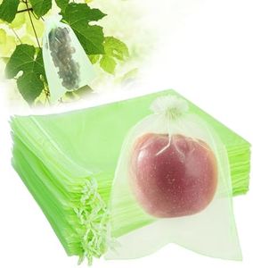 SmileLucky 50PCS Fruit Protection Bags with Drawstring, 20x30cm Green Organza Produce Bags for Fruit Trees, Mesh Netting for Garden Protection