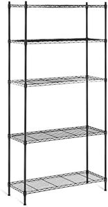 Royal Catering Estante de Almacenamiento de Metal de 5 Niveles, Sistema de estantería sin Tornillos, estantes de Cocina, Acabado epoxi Negro, RCMR-1800P19B (5 estantes, Capacidad Total de 150 kg, 30