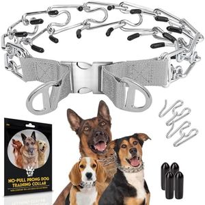 PetJett Prong Collar for Dogs - No Pull Choke Collar for Dogs, Pinch Collar for Dog, Adjustable Training Collar & Walking Tool for Small, Medium, or Large Breed - Stainless Steel Metal Choker Chain