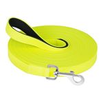 XiaZ Waterproof Dog Leash, PVC Long Dog Leash 15M/50FT with Swivel Hook and Comfortable Padded Handle，Dog Long Line Training Leash for Walking, Playing and Swimming, for Medium Large Dogs, Yellow