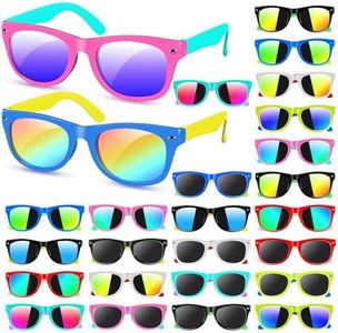 AGGKKY 24 Pack Kids Sunglasses Bulk Party Favors, Neon Toddler Sunglasses Bulk for Age 3-7 Boys Girls with UV400 Protection for Party Favors