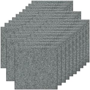 Orgthin 30Pcs Carpet Tiles Peel and Stick, Self Adhesive Carpet Floor Tile 12” x 12”, Light Grey Soft Padded Flooring Sticker, Home Decor for Bedroom Living Room Office, 30 sq ft per Box
