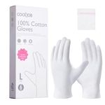 COOLJOB 100% Cotton Gloves, 6 Pairs White Cotton Gloves for Dry Hands Moisturizing & Eczema, Overnight Lotion, Sleep & Spa Treatment for Women & Men, Breathable Work Glove Liners, Large Size