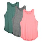 icyzone Women's Racerback Workout Tank Tops - Athletic Yoga Tops, Running Exercise Gym Shirts (Pack of 3) (X-Large, Charcoal/Jade/Hot Pink)