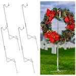 Blulu 4 Pcs Christmas Cemetery Wreath Grave Flower Holder Headstone Wreath Hook Hanger Gravestone Wreath Stand Holder for Christmas Day Marker Tombstone Flowers Decorations