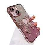 Reownest Compatible with iPhone 14 Plus Case,Cute Glitter Bowknot Design Bling Diamond Aesthetic Women Girls Protective Phone Case for iPhone 14 Plus -Gradient Pink