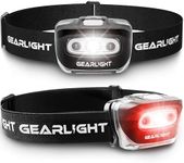 GearLight 2Pack LED Headlamp - Outdoor Camping Head Lamps with Adjustable Headband - Lightweight Battery Powered Bright Flashlight Headlight with 7 Modes and Pivotable Head and Red Light