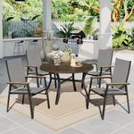 Sophia & William Patio Dining Set 5 Pieces, 4 x Aluminium Textilene Dining Chairs with 1 Round Patio Dining Metal Table 44", Furniture Set for Outdoor Garden Lawn Pool Easy to Care Weather Resistant