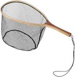Garvee Fishing Net, Fly Fishing Net for Trout, Fly Fishing Landing Net, Wooden Handle Catch and Release Fish Net for River Fishing Stream Fishing, Gifts for Husband & Son, Black Net with Small Hole