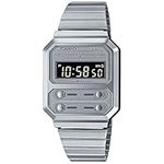 Casio Men Digital Quartz Watch with Stainless Steel Strap A100WE-7BEF