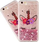 IMEIKONST Glitter Liquid Case for iPhone 6+ / 6S+, Sparkle Sequin Floating Shiny Quicksand Transparent Silicone TPU Shockproof Protective Cover for iPhone 6S Plus / 6 Plus (Bling Eyelash Unicorn XY)