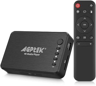 AGPTEK Updated 4K@30hz HDMI TV Media Player with HDMI/AV/VGA Output, Digital MP4 Player for 14TB HDD/ 256G USB Drive/SD Card/H.265 MP4, with Remote Control for MP3 AVI RMVB MPEG etc