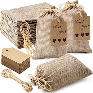 20Pcs Burlap Gift Bags with Drawstring and 20Pcs Gift Tags & String,5.1x7.1 In Reusable Gift Bags,Burlap Bags,Linen Sacks Bag for Wedding Favors Party Jewelry Pouches,Christmas,Coffee,DIY Craft Bags