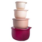 COOK WITH COLOR Prep Bowls with Lids- 8 Piece Nesting Plastic Small Mixing Bowl Set with Lids (Pink Ombre,Mixing Bowls)