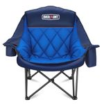 OVERMONT Oversized XL Camping Folding Chair for Adults - 450lbs Support Heavy-Duty Padded Folding Chair with Side Pocket Cup Holder for Outdoor Sports Garden Beach Fishing Lawn Blue