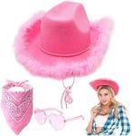 Cowboy Hat Women, Felt Fluffy Feath