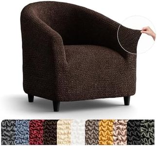 PAULATO BY GA.I.CO. Barrel Chair Slipcover - Armchair Cover - Tub Chair Slipcovers - Club Chairs Cover - 1-Piece Form Fit Stretch Stylish Furniture Protector - Microfibra Collection (Dark Brown)