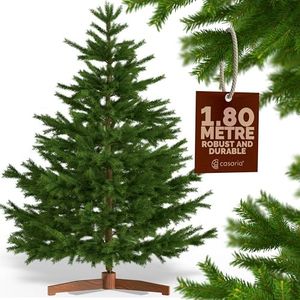 CASARIA® XL Premium Luxury Realistic Artificial Christmas Tree | 150x90cm Christmas Tree With Wooden Stand | Natural Dense Branches | Injection Moulded PVC Mix Christmas Tree | Green | 6FT / 180cm