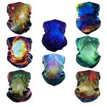 SMEHCF 8 Headband Bandana Balaclava Half Face Mask Shield Head Hair Scarf Neck Gaiter Hat Multipurpose For WoMen Men Breathable Reusable Washable Universe Nebula Galaxy Blure Orange Green