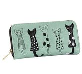 GFM® Womens Cats Pattern Purse Wallet - PRS-Cats-Green- (PRS-210-CT-HR)