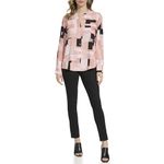 Calvin Klein Women's Printed Roll Tab Sleeve Blouse, Desert Rose/Black, 3X