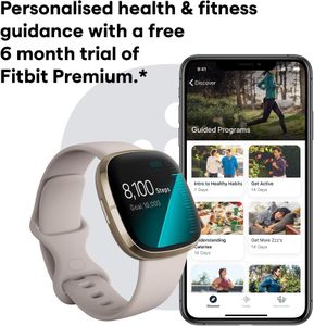 Fitbit Sense Smartwatch – Lunar White, Health & Fitness Tracker