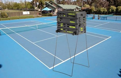 3-in-1 80 Ball Tennis Ball Basket Picker Stand Lightweight Black with Wheels