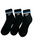 YONEX Men Cotton Ankle Length Socks Sis 2160A -Pack Of 3, Free Size (All Black)