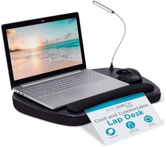 BIRDROCK HOME Oversized Lap Desk with Memory Foam Cushion - Portable w/USB Light & Wrist Rest, Ideal for Work from Home, Students & Gaming, Ergonomic Design for Comfort - Matte Black