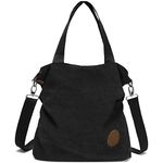 Myhozee Canvas Tote Bag Crossbody Bags for Women Shoulder Purses Handbags Black