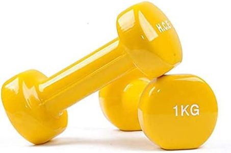 HCE 1kg Vinyl Dumbbells Pair - Vinyl Coated Dumbbell Set Home Gym Workout Equipment for Crossfit,Bodybuilding,Weightlifting,Sports Training - Sold in Pairs of Hex Dumbbell Weights