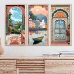 kotart Traditional Indian Art Pichwai Wall Art Décor Paintings | Painting for wall Decoration | Traditional Indian Art Pichwai Wall Décor Paintings Set of 3 (10X19 INCH, C)