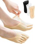 6 Pair Bunion Relief Socks for Women Toe Separator, Toe Alignment Socks for Bunion Correction, Compression Toe Socks No Show Low Cut Liner Five Finger Socks